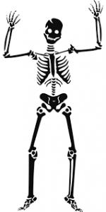 black skeleton on white background